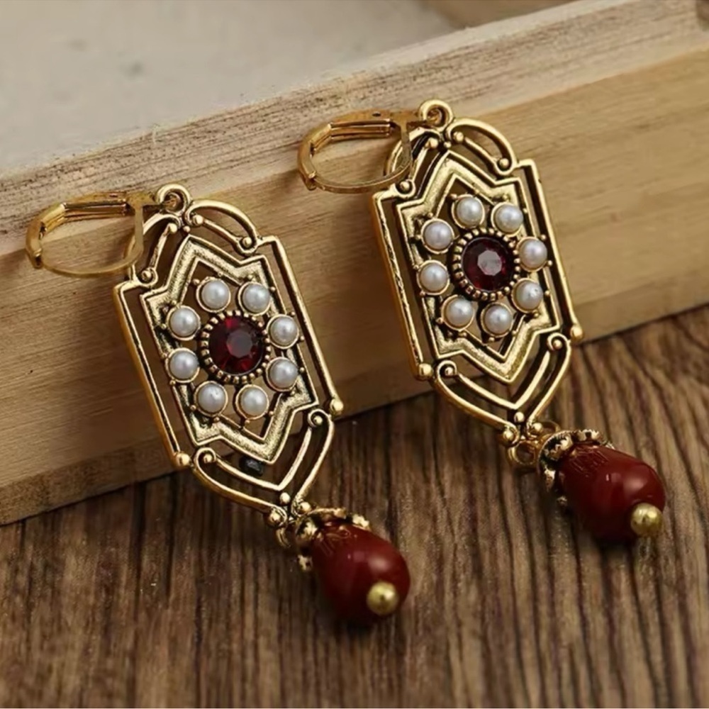 Marquis Ethnic Bordo Vintage Bronze Brushed Earrings - Picture 5 of 8